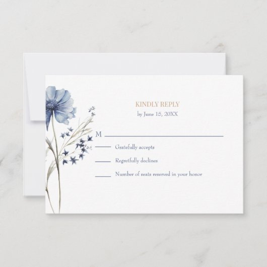 Blue Wildflower Garden RSVP with Botanical Back (Voorkant)