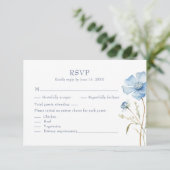 Blue Wildflower Garden Wedding RSVP Card (Staand voorkant)