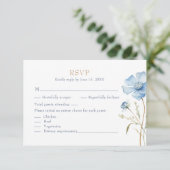 Blue Wildflower Garden Wedding RSVP Card (Staand voorkant)