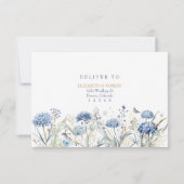 Blue Wildflower Garden Wedding RSVP Card (Achterkant)