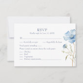 Blue Wildflower Garden Wedding RSVP Card Kaartje (Voorkant)