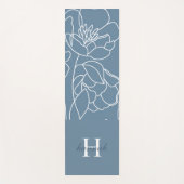 Blue Wildflower Hand Drawn Custom Monogram Name Yogamat (Voorkant)