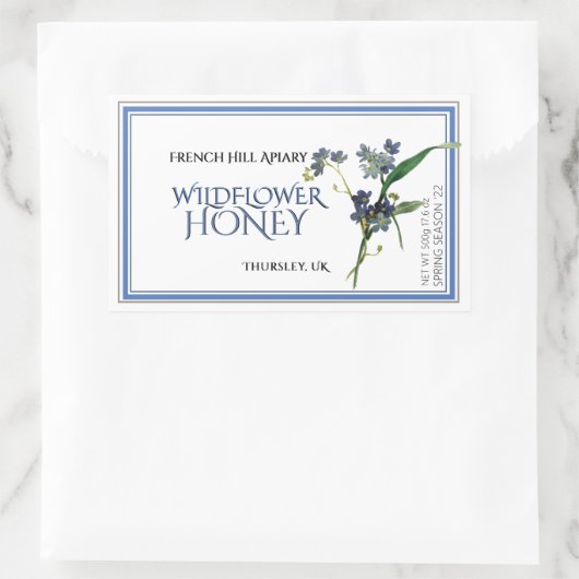 Blue Wildflower Honey Label (datum waarop het is g (Tas)