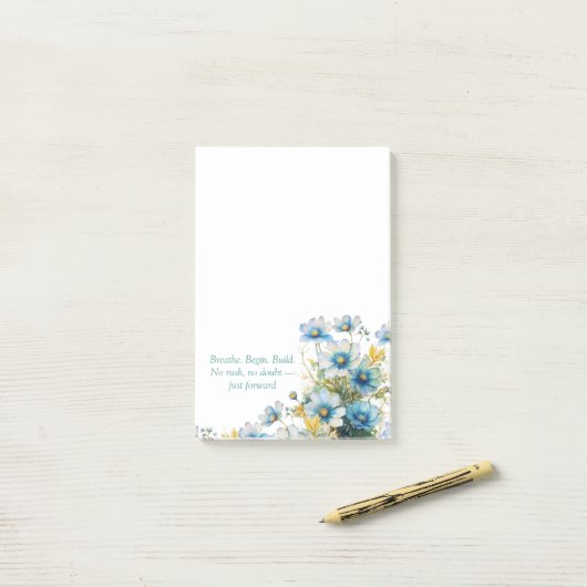 Blue Wildflower Inspirerend Post-it Notes (Op bureau)