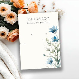 Blue Wildflower Ketting Oorbel Combo Display Visitekaartje