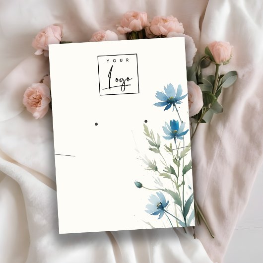 Blue Wildflower Ketting Oorbel Logo Display Visitekaartje
