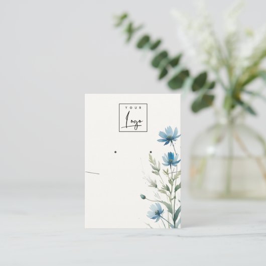 Blue Wildflower Ketting Oorbel Logo Display Visitekaartje (Staand voorkant)