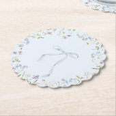 Blue Wildflower lint Bow baby shower Kartonnen Onderzetters (Gekanteld)