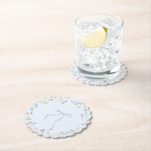 Blue Wildflower lint Bow baby shower Kartonnen Onderzetters (Insitu)