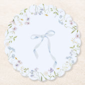 Blue Wildflower lint Bow baby shower Kartonnen Onderzetters (Voorkant)