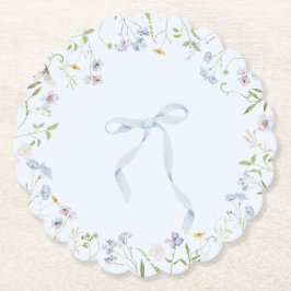 Blue Wildflower lint Bow baby shower Kartonnen Onderzetters