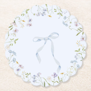 Blue Wildflower lint Bow baby shower Kartonnen Onderzetters