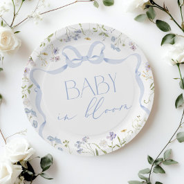 Blue Wildflower lint Bow baby shower Papieren Bordje
