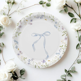 Blue Wildflower lint Bow baby shower Papieren Bordje