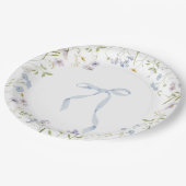 Blue Wildflower lint Bow baby shower Papieren Bordje (Gekanteld)