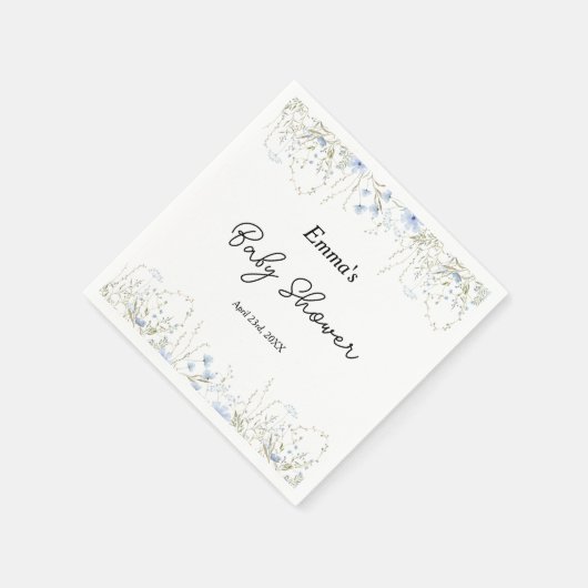 Blue Wildflower Little Flower Baby shower Servet (Hoek)