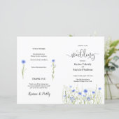 Blue Wildflower Meadow Wedding Programme (Staand voorkant)
