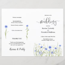 Blue Wildflower Meadow Wedding Programme