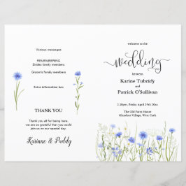 Blue Wildflower Meadow Wedding Programme