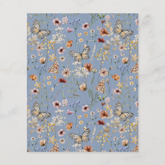 Blue Wildflower Message Kaart (Achterkant)