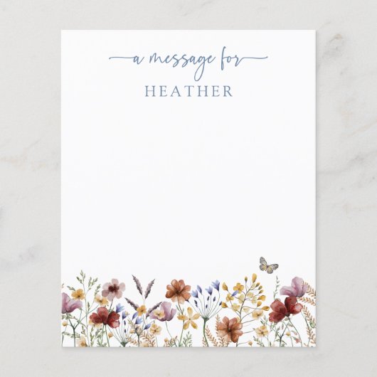 Blue Wildflower Message Kaart (Voorkant)