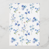 Blue Wildflower Parels & Prosecco Vrijgezellenfees Folie Uitnodiging (Achterkant)