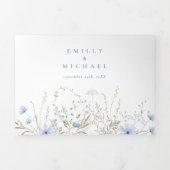 Blue Wildflower Periwinkle Wedding All In On Drieluik Uitnodiging (Cover)