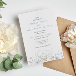 Blue Wildflower Periwinkle Wedding Invitation Kaart