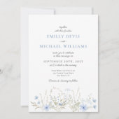 Blue Wildflower Periwinkle Wedding Invitation Kaart (Voorkant)