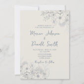 Blue Wildflower Periwinkle Wedding Invitation Kaart (Voorkant)