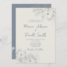 Blue Wildflower Periwinkle Wedding Invitation