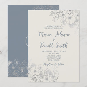 Blue Wildflower Periwinkle Wedding Invitation Kaart