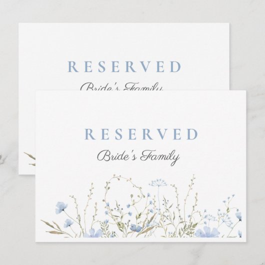 Blue Wildflower Periwinkle Wedding Reserved Kaart (Voorkant / Achterkant)