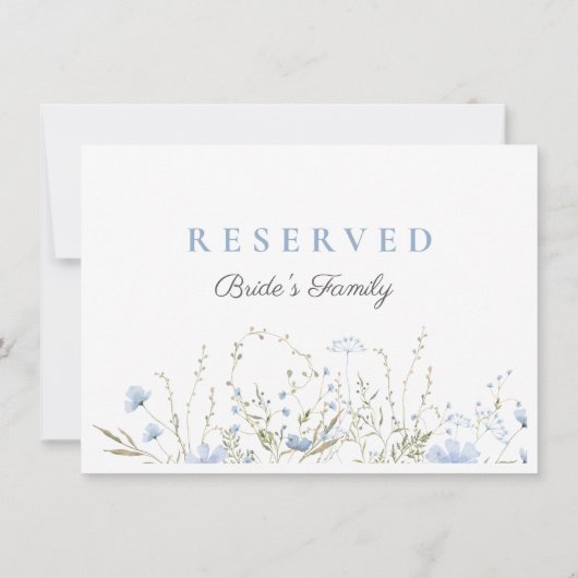 Blue Wildflower Periwinkle Wedding Reserved Kaart (Achterkant)
