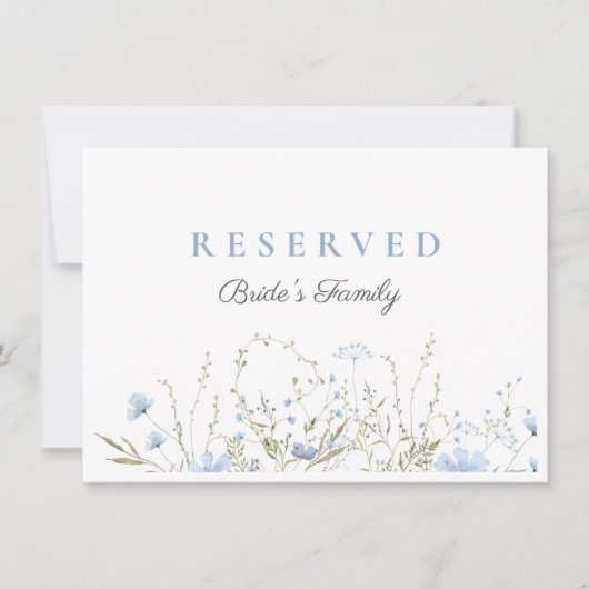 Blue Wildflower Periwinkle Wedding Reserved Kaart (Voorkant)
