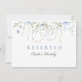 Blue Wildflower Periwinkle Wedding Reserved Kaart (Achterkant)