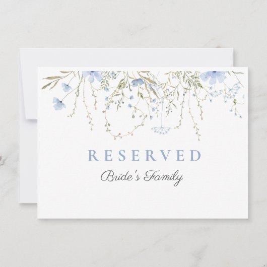 Blue Wildflower Periwinkle Wedding Reserved Kaart (Voorkant)