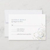 Blue Wildflower Periwinkle Wedding RSVP-kaart RSVP Kaartje (Voorkant)