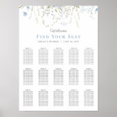 Blue Wildflower Periwinkle Wedding Seating Chart Poster (Voorkant)