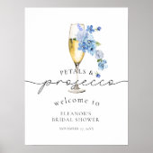 Blue Wildflower Petals & Prosecco Vrijgezellenfees Poster (Voorkant)
