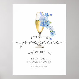 Blue Wildflower Petals & Prosecco Vrijgezellenfees Poster