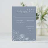 Blue Wildflower RSVP Card Periwinkle Wedding  Informatiekaartje (Staand voorkant)