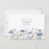 Blue Wildflower RSVP Card with Addressed Back Kaartje (Achterkant)