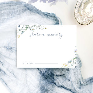 Blue Wildflower Rustic Boho delen een geheugenkaar Bedankkaart