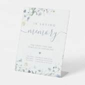 Blue Wildflower script rustiek in liefdevolle heri Reclamebord Met Voetstuk (Voorkant)