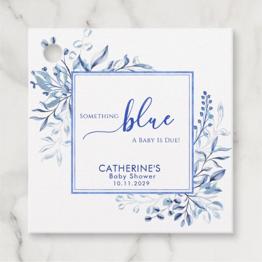 Blue Wildflower Something Blue Baby Shower Bedankjes Labels (Voorkant)