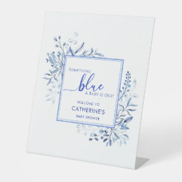 Blue Wildflower Something Blue Baby Shower Reclamebord Met Voetstuk