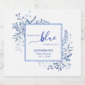 *Blue Wildflower Something Blue Baby Shower  Sparkling Wijnetiket (Enkel label)