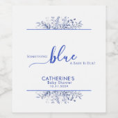 Blue Wildflower Something Blue Baby Shower Wijn Etiket (Enkel label)