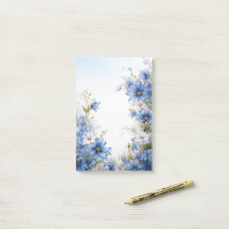 Blue Wildflower Stationery Elegant Floral Post-it Post-it® Notes